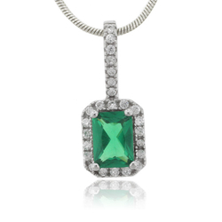 Emerald Charm MicroPave Sterling Silver Pendant