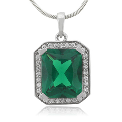 Big Emerald Sterling Silver 925 Pendant