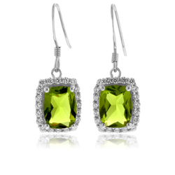 Elegantes Aretes con Peridoto en Plata de Ley .925