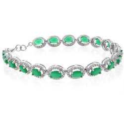 Emerald Oval Cut Silver Bracelet