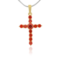 Silver Fire Opal Cross Gold Plated Pendant