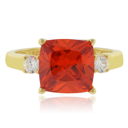 Anillo de Opalo Cereza Mexicano en Plata con Baño de Oro 14K