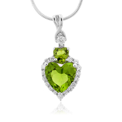 Heart Cut Peridot Silver Pendant