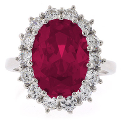 Red Ruby Princess Kate Style Silver Ring