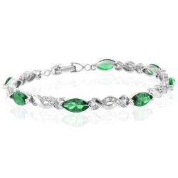 Preciosa Pulsera de Plata de Ley .925 con Esmeralda