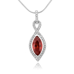 Marquise Cut Fire Opal Silver Pendant