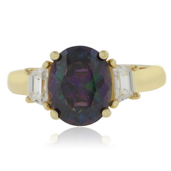 Anillo de Topacio Mistico en Plata .925 con un Baño de Oro 14K