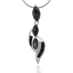 Opal and Mystic Topaz Silver Cross Pendant