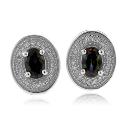 Mystic Topaz Micro Pave Silver Earrings