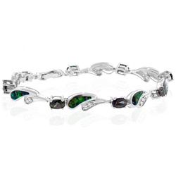 Oval Cut Mystic Topaz And Opal Silver Bracelet