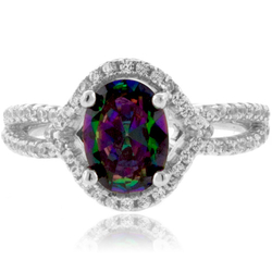 Mystic Topaz MicroPave Setting Sterling Silver Ring