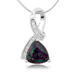 Mystic Topaz Trillion Cut Silver Pendant