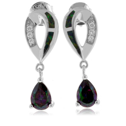 Green Opal with Mystic Topaz Sterling Silver Drop Earrings