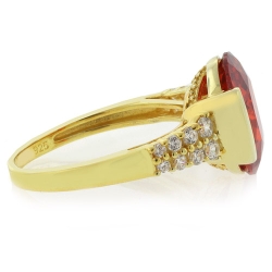 Anillo de Opalo Rojo Mexicano en Plata con Baño de Oro 14K