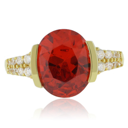 Fire Opal Sterling Silver Quality Gold Plated Ring