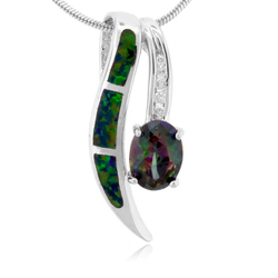 Oval Cut Mystic Topaz Sterling Silver Pendant