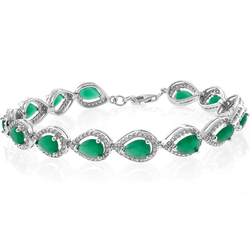 Pear Cut Emerald Sterling Silver Bracelet