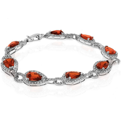 Pear Cut Fire Opal Silver Bracelet