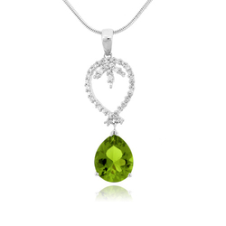 Pear Cut Peridot Silver Pendant