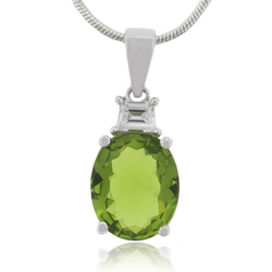 Peridot Oval Cut Stone Sterling Silver Pendant