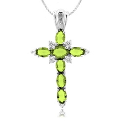 Dije de Cruz con Peridoto en Plata Fina .925