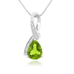 Peridot Trillion Cut Stone Sterling Silver Pendant