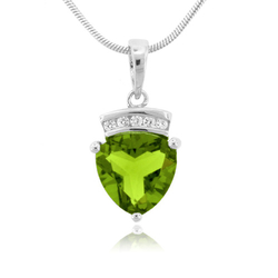 Peridot Trillion Cut Stone Silver Pendant