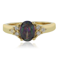 Mexican Fire Mystic Topaz Gold Plated Silver Ring