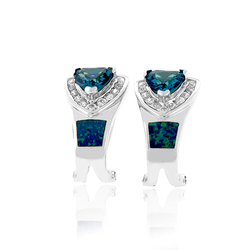 Trillion Cut Alexandrite With Australian Opal Earrings