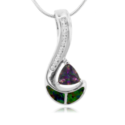 Trillion Cut Mystic Topaz Sterling Silver Pendant