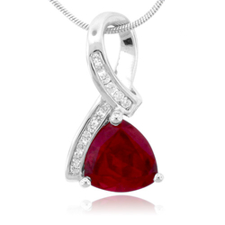 Trillion Cut Ruby Silver Pendant