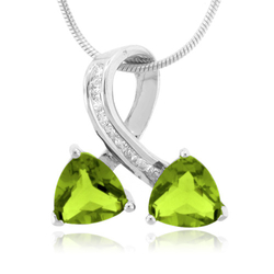 Two Stone Peridot Sterling Silver Pendant