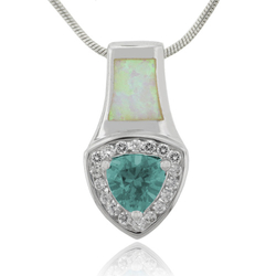 Alexandrite and White Australian Opal Silver Pendant