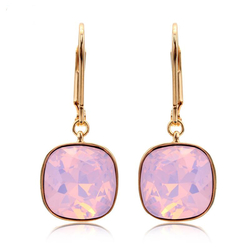 Aretes de Cristal Swarovski Rosa con Baño de Oro 18K