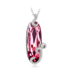 18K White Gold Plated Brilliant Pink Swarovski Necklace