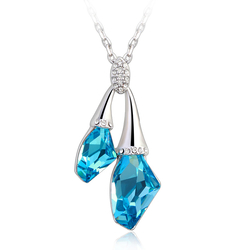 18K White Gold Plated Ocean Blue Swarovski Necklace