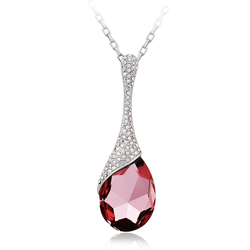 Collar Gota Rosa Swarovski con Baño de Oro Blanco 18K