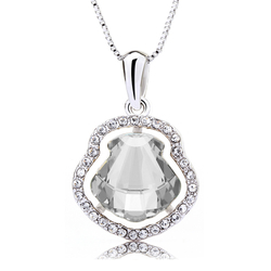 18K White Gold Plated White Seashell Swarovski Necklace