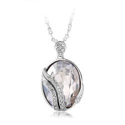 18K White Gold Plated White Swarovski Crystal Necklace