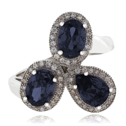 Anillo con 3 Alejandritas Bicolor en Plata 925 ( Azul/Morado )