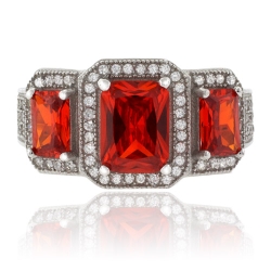 Anillo de Plata .925 con 3 Gemas de Ópalo Cereza