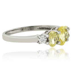 Channel Setting Yellow Citrine Silver Ring
