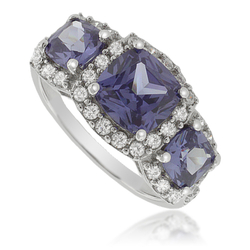 3 Square-Cut Tanzanite Ring in .925 Silver