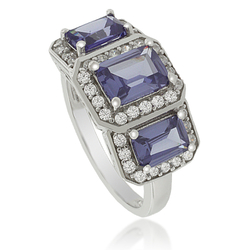 Trillion-Cut Tanzanite Ring in .925 Silver