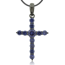 Tanzanite Cross Sterling Silver Pendant