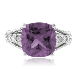 Anillo de Alejandrita en Plata de Ley .925 ( Morado/Rosa )