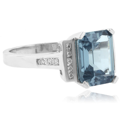 Emerald Cut Aquamarine .925 Sterling Silver Ring