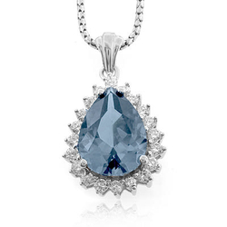 Pear Cut Aquamarine .925 Silver Pendant