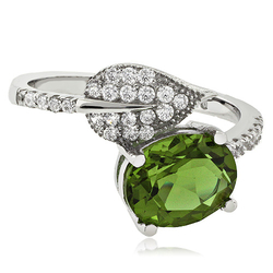 Anillo de Alejandrita Bicolor en Plata .925 ( Verde/Marrón )