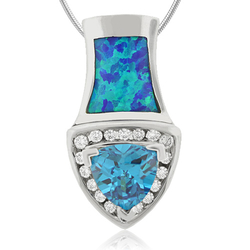 Australian Opal Pendant with Blue Topaz